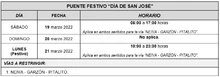 dias y horarios aplicación nivel país