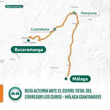 Mapa - Por desbordamiento de quebrada, INVÍAS atiende nueva emergencia en el corredor Los Curos - Málaga