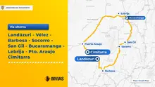 Mapa 1 - Transversal de Carare presenta cierre total, se establecen vías alternas 