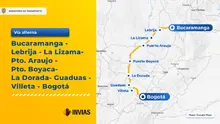 Mapa 2 - Transversal de Carare presenta cierre total, se establecen vías alternas 