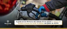 1 A partir del sábado 31 de agosto se ajusta en $1.904 el precio de venta al público del galón de ACPM