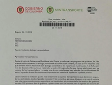 Carta Ministra Invitación diálogo transportadores 01