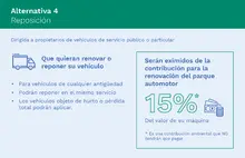 4 El nuevo programa plantea cuatro alternativas de modernización de vehículos cada una con las siguientes características