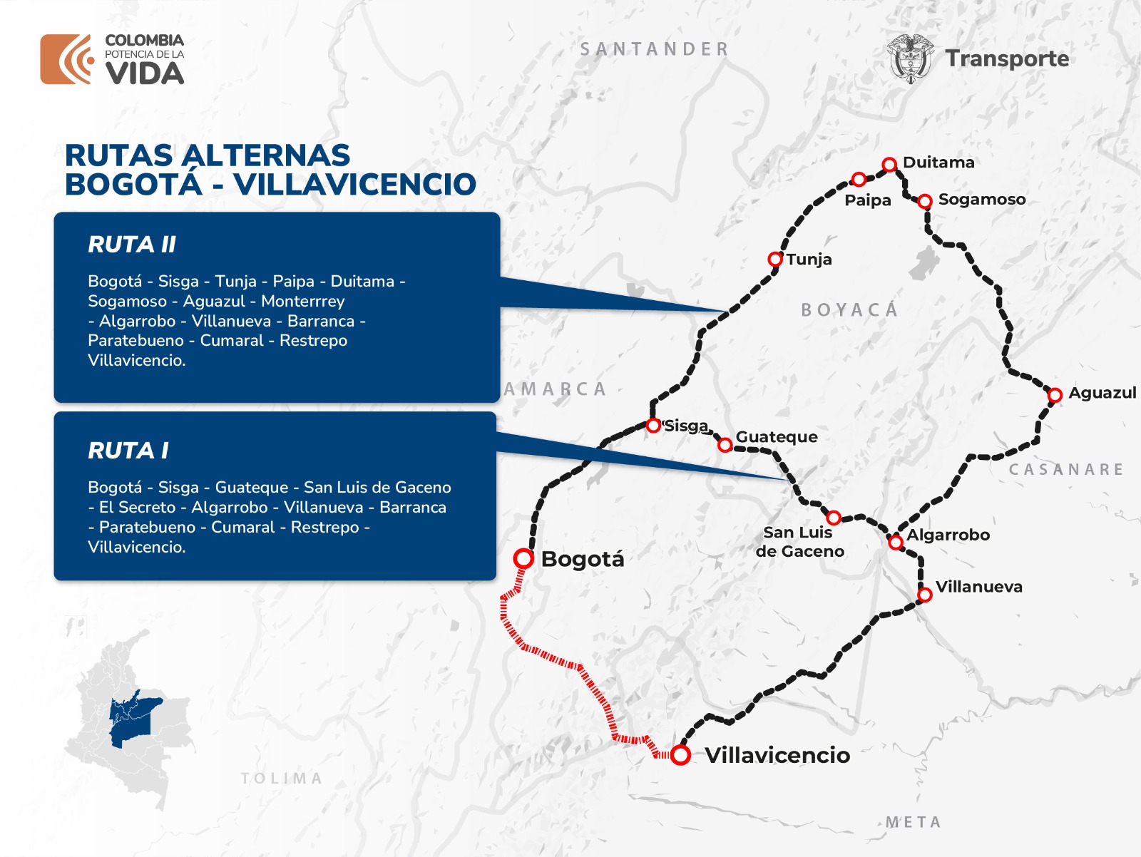 mapa 2 - Ministerio de Transporte adelanta acciones por la emergencia presentada en la vía Bogotá - Villavicencio