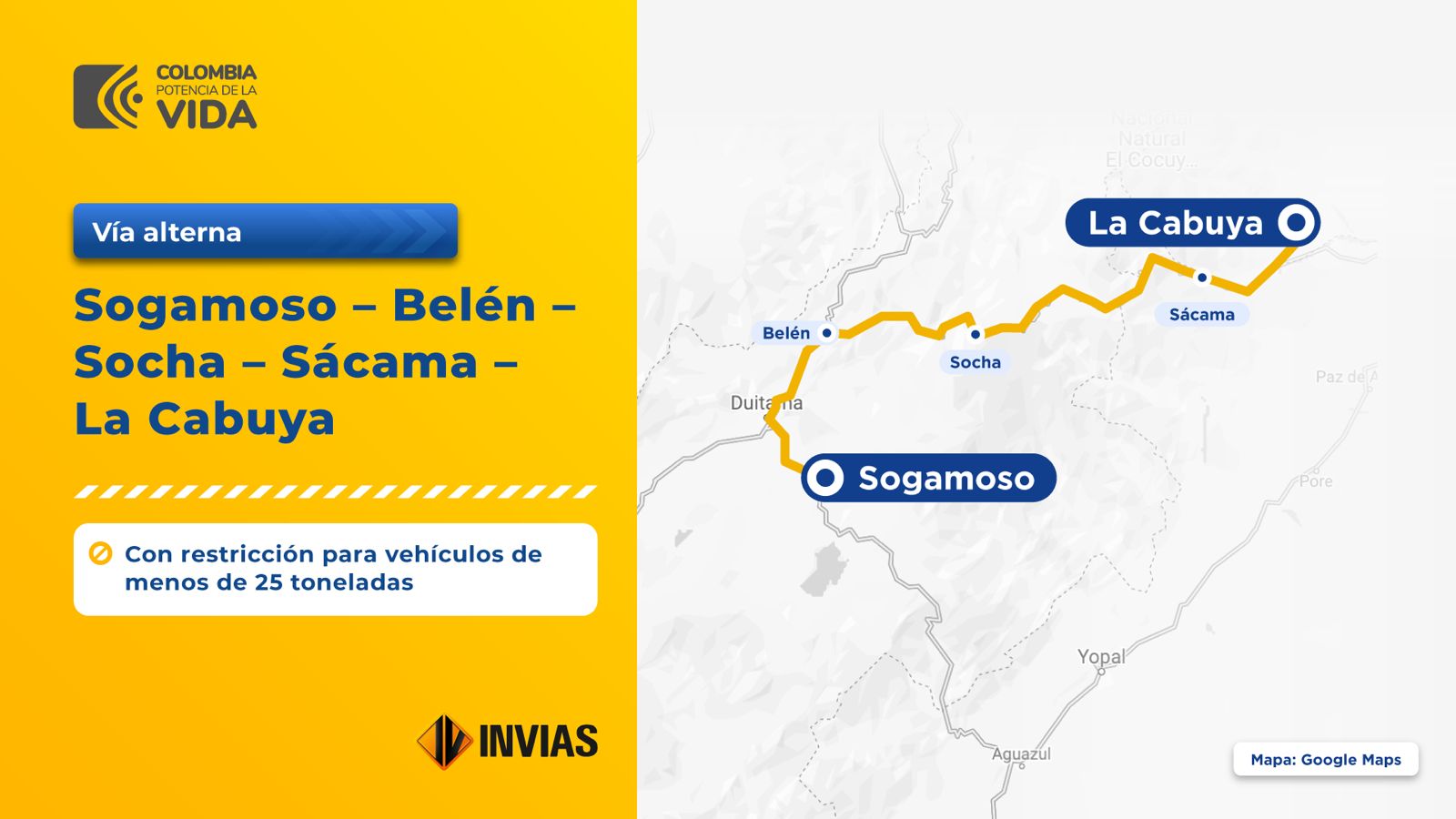 Mapa - Cierre programado en la Transversal del Cusiana, sector de Los Grillos